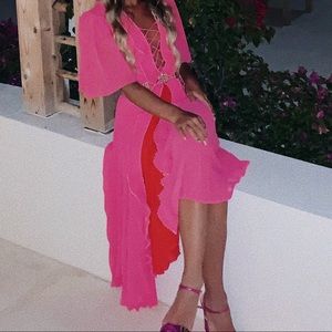 Delfi pink red flowy dress